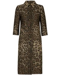 Dolce & Gabbana - Single-Breasted Wool Jacquard Coat With Leopard Design - Lyst