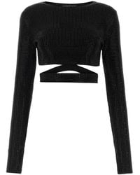ANDREADAMO - Embellished Cut-Out Crop Top - Lyst