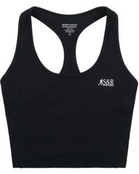 Sporty & Rich - Logo-Print Cropped Tank Top - Lyst
