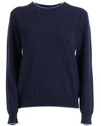 Kangra - Contrast-Trim Crew-Neck Sweater - Lyst