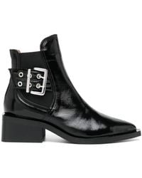Ganni - 45mm Buckle-detail Leather Boots - Lyst