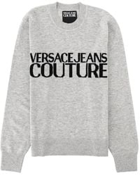 Versace Jeans Couture - Logo-Intarsia Knitted Sweater - Lyst