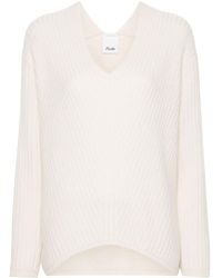 Allude - Pull nervuré à col v - Lyst