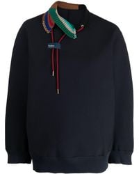 Kolor - Drawstring-neck Decorative-stitching Sweatshirt - Lyst