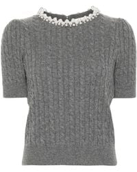 Sandro - Cable-Knit Bead-Embellished Wool And Cashmere Jumper - Lyst