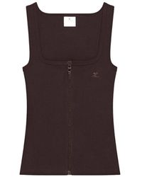 Courreges - 90's Ribbed-Knit Zip-Up Tank Top - Lyst