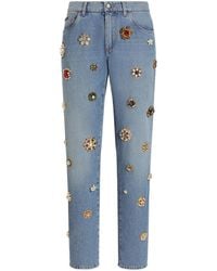 Dolce & Gabbana - ロゴプレート&ジュエル ディテール クラシックコットン ジーンズ - Lyst