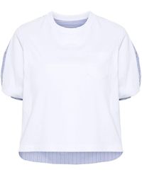 Sacai - T-shirt Met Ronde Hals En Vlakken - Lyst