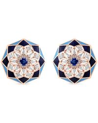 Aneka - 18K Recycled Rose Kaleido Prism Diamond And Sapphire Earrings - Lyst