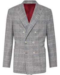 Brunello Cucinelli - Single-Breasted Checked Blazer - Lyst
