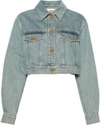 Moschino - Veste En Jean Crop À Boutons Logo - Lyst