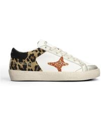 AMA BRAND - Leopard-Print Glitter-Star Sneakers - Lyst