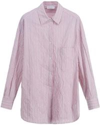 Roberto Collina - Camicia A Righe Con Dettaglio Increspato - Lyst