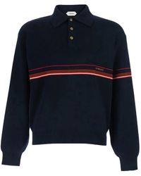 Versace - Striped Long-Sleeve Polo Shirt - Lyst