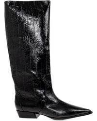 Black Suede Studio - Aero Crocodile-Effect Leather Knee-High Boots - Lyst