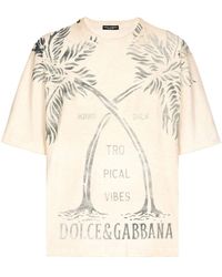 Dolce & Gabbana - T-shirt Met Palmboomprint - Lyst