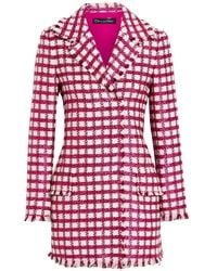 Oscar de la Renta - Checked Tweed Mini Dress - Lyst