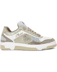 Philipp Plein - Crystal-Embellished Crocodile-Effect Sneakers - Lyst