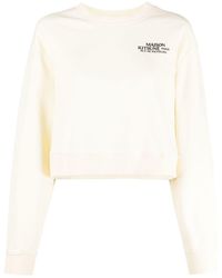 und Fitnesskleidung Sweatshirts Training Maison Kitsuné Baumwolle Sweatshirt mit Logo-Print in Pink Damen Bekleidung Sport- 
