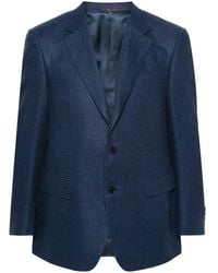 Canali - Houndstooth Linen-Blend Blazer - Lyst