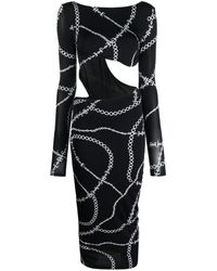 Versace - Logo-print Cut-out Detailing Dress - Lyst