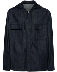 Giorgio Armani - Hooded Denim Shirt Jacket - Lyst