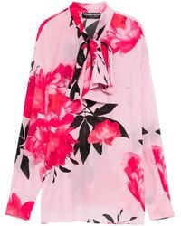 La Petite Robe Di Chiara Boni - Sofi Floral-Print Tie-Neck Top - Lyst