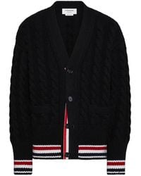 Thom Browne - Vest Met V-Hals En Gestreepte Afwerking - Lyst