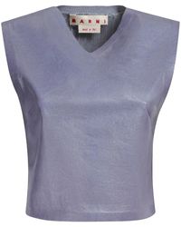 Marni - Leather Cropped Top - Lyst