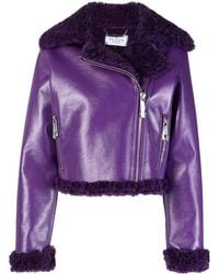 Philipp Plein - Faux Shearling-Trim Biker Jacket - Lyst