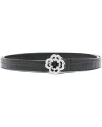 Maje - Slim Crocodile-Effect Leather Clover Belt - Lyst