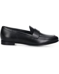 Max Mara - Logo-Plaque Leather Loafers - Lyst
