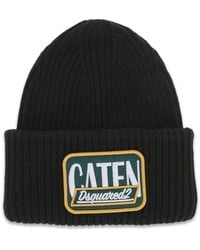 DSquared² - Logo-Patch Ribbed-Knit Beanie Hat - Lyst
