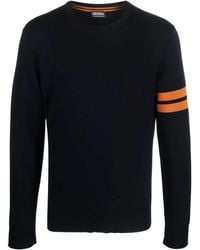 ZEGNA - Stripe-Detail Crew-Neck Wool Jumper - Lyst