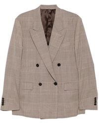 Lardini - Double-Breasted Check-Pattern Blazer - Lyst