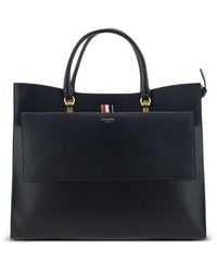 Thom Browne - Grand Sac Cabas Duet En Cuir Grainé - Lyst