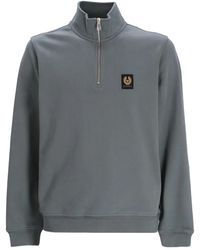 Belstaff - Logo-Patch Short-Zip Sweatshirt - Lyst
