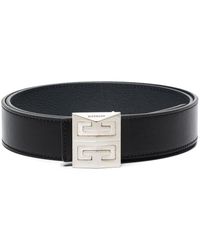 Givenchy - Man 4g Reversible Belt In Black And Dark Blue Grained Leather - Lyst