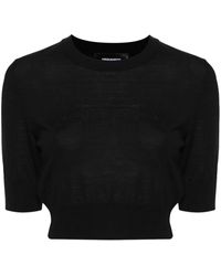 DSquared² - Logo-embroidered Cropped Jumper - Lyst