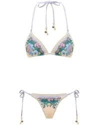 Zimmermann - Indra Floral-Print Crochet-Trim Bikini - Lyst