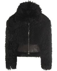 Blumarine - Leather-Detail Fleece Jacket - Lyst