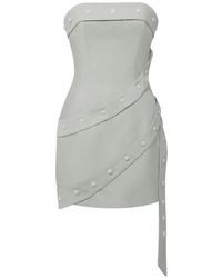 Stolen Stores - Button-Embellished Wrap-Style Mini Dress - Lyst