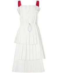 Fendi - Robe Mi-Longue Plissée À Volants - Lyst