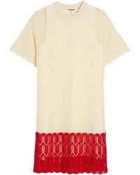 Jil Sander - Cotton Pointelle Mini Dress - Lyst