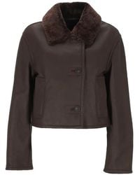 JOSEPH - Liri Shearling-Collar Leather Jacket - Lyst