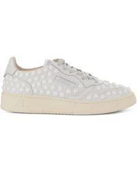 Autry - Medalist Perforated Studded Leather Sneakers - Lyst