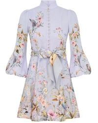 Zimmermann - Rebellion Mini-Jurk Met Bloemenprint En Knoop - Lyst