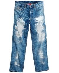 DIESEL - X Tinder D-Macs Distressed Mesh-Panel Jeans - Lyst