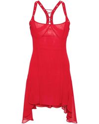 The Attico - Vestido rojo de crepe georgette con volantes - Lyst