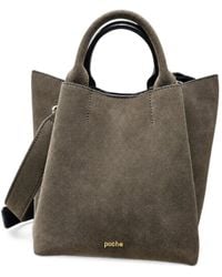 Poche Paris - Torba Suede Logo-Lettering Tote Bag - Lyst